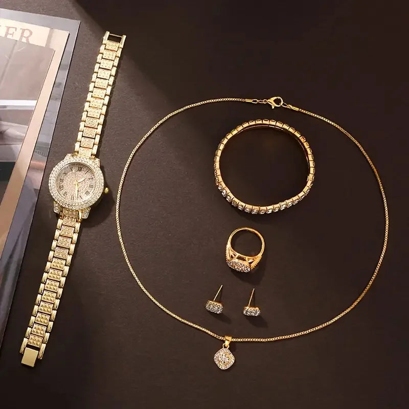 Luxury gift set 6PCS  bracelet necklace Ring earrings
