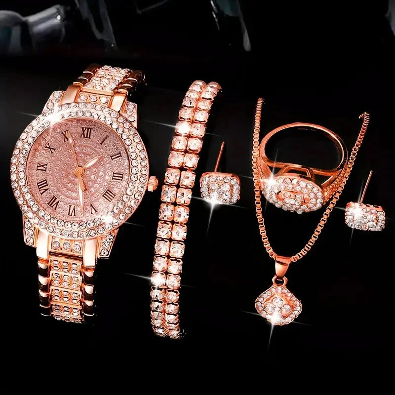 Luxury gift set 6PCS  bracelet necklace Ring earrings