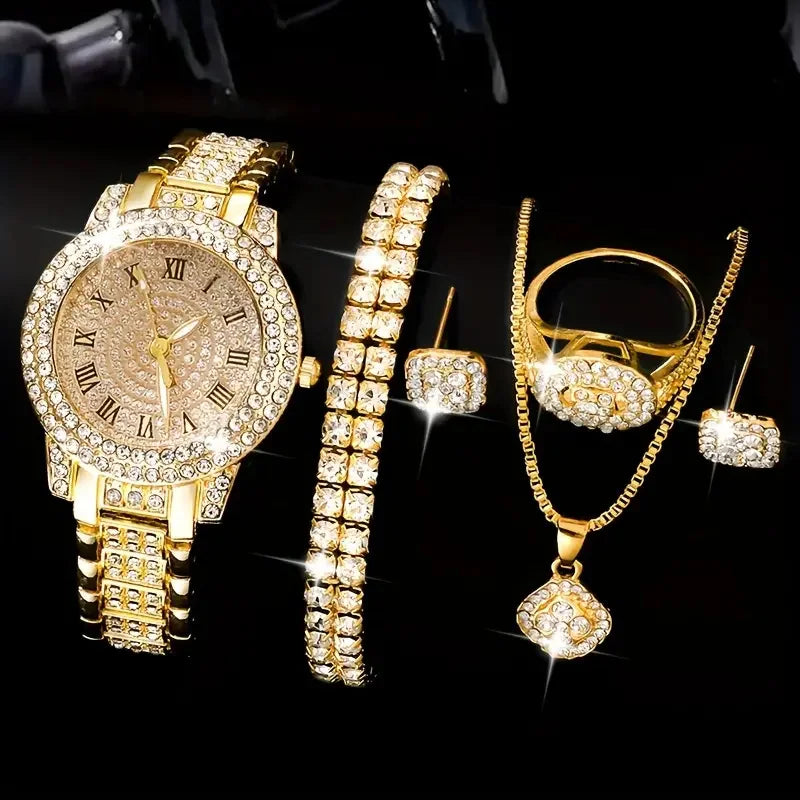 Luxury gift set 6PCS  bracelet necklace Ring earrings