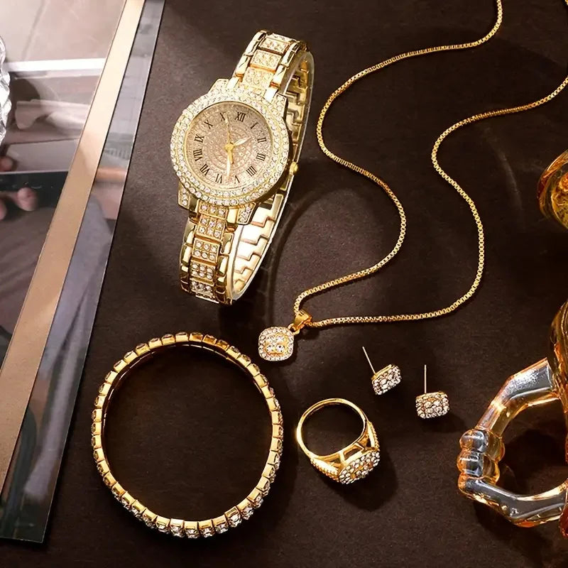 Luxury gift set 6PCS  bracelet necklace Ring earrings
