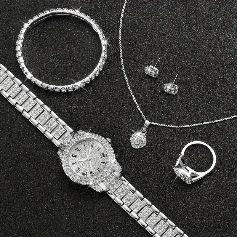 Luxury gift set 6PCS  bracelet necklace Ring earrings